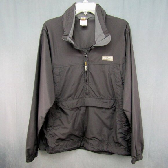 REI Black 1/4 Zip Pullover Jacket Unisex Size M Hooded Rain Lightweight Vented - Picture 10 of 10